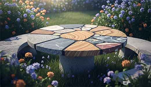 Gartentisch mit Steinplatte - Materialkatalog
