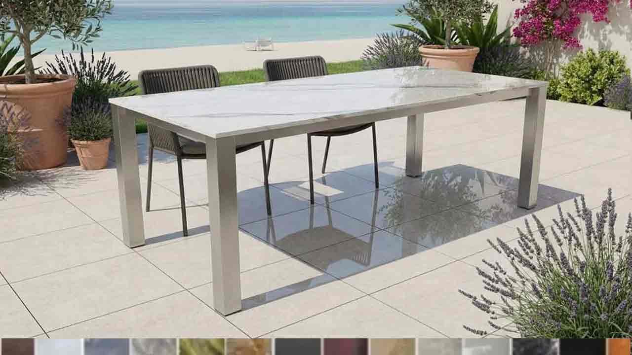 Wetterfester Gartentisch Caicos mit Keramik nach wunsch mit Preis online