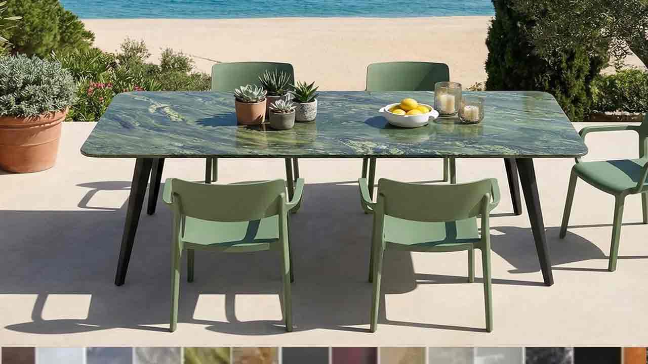 Gartentisch Yara mit Natursteinplatte Pflegeleicht und robust