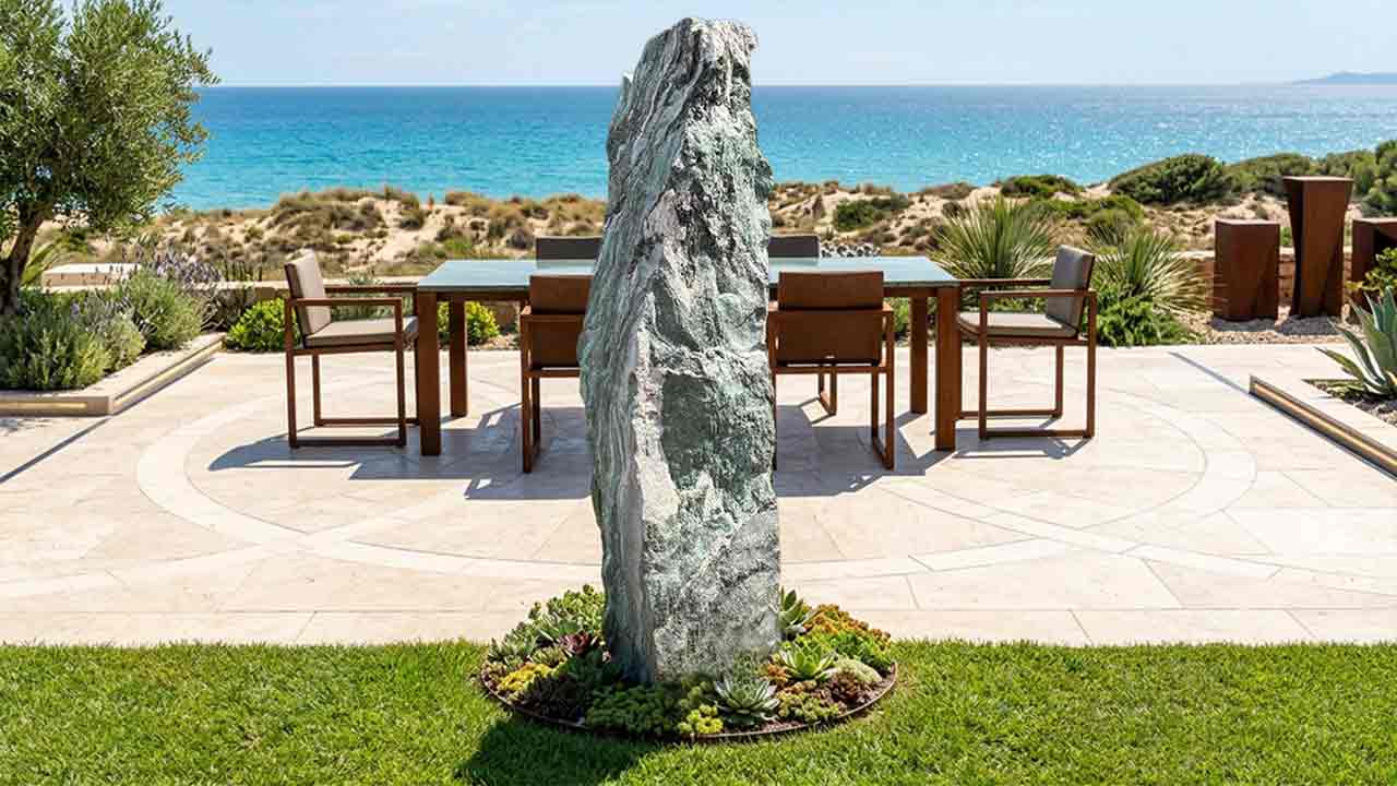 Gartentischr mit Granitplatte | Passender Gartenschmuck