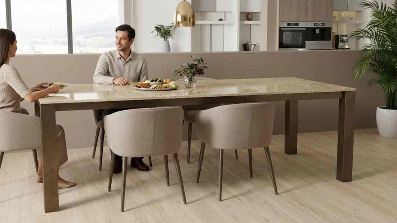 Marmor Esstzisch beige und Tischgestelle in 40 Farben online konfigurieren