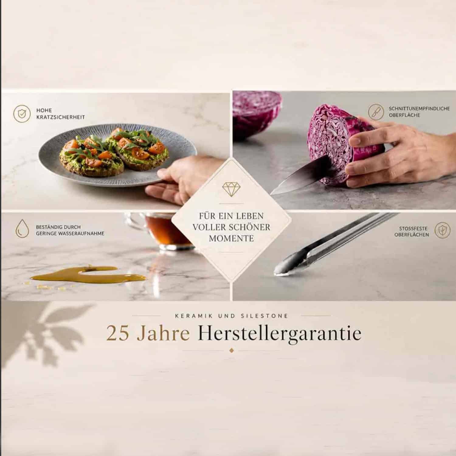 Esstisch keramik und Silestone 25Jahre Herstellergarantie