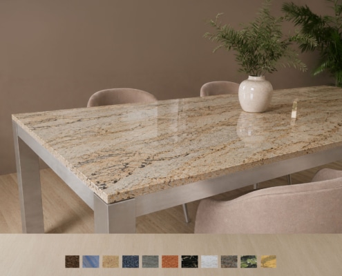 Esstisch Marmor & Granit Caicos Detail mit beiger Steinplatte