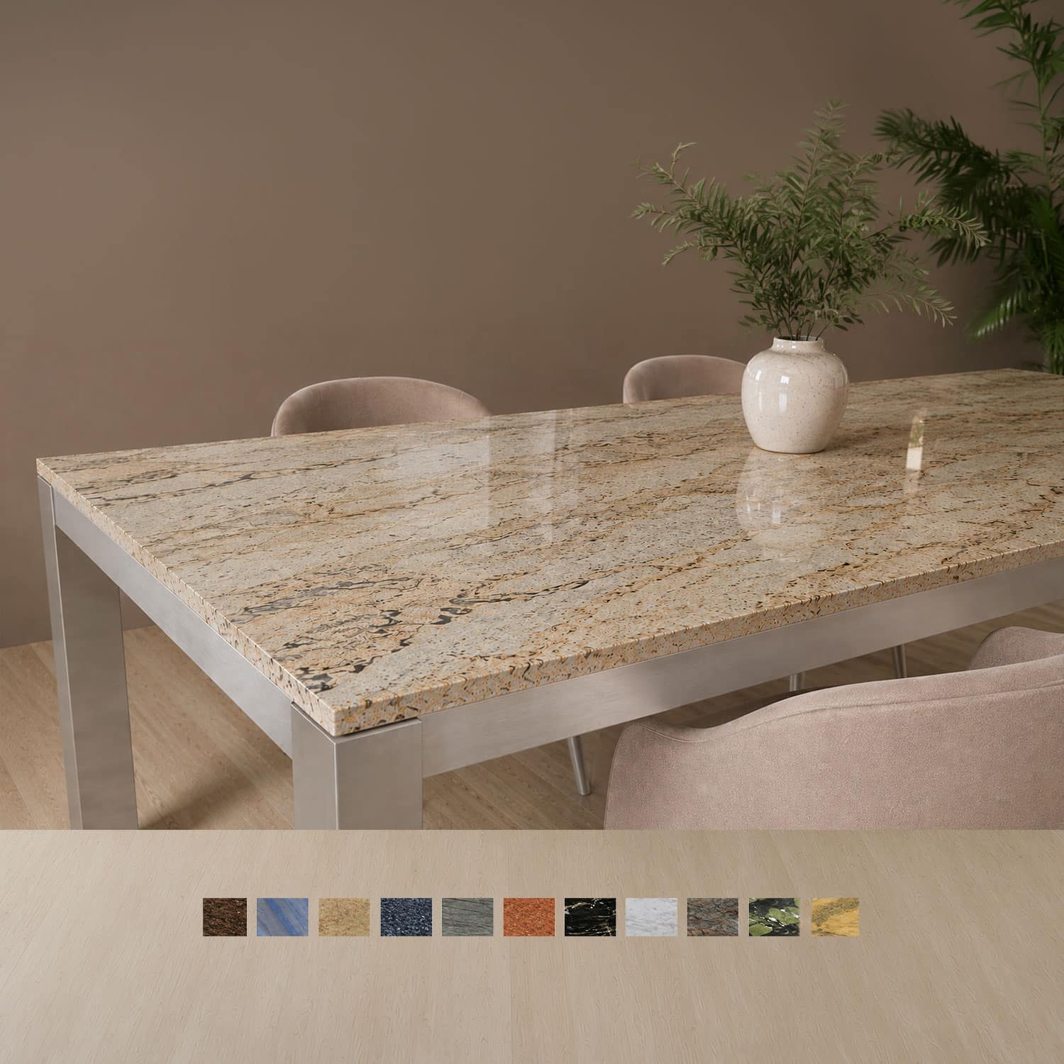Esstisch Marmor & Granit Caicos Detail mit beiger Steinplatte