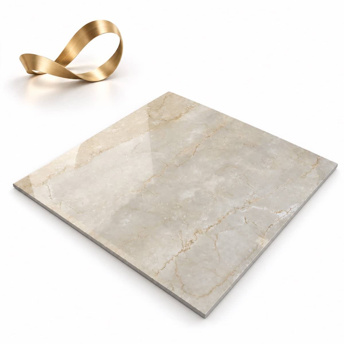 Marmorfliesen Botticino Classico in elegantem Beige mit feiner cremefarbener Aderung und hochglanzpolierter Oberfläche